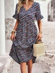 Layla™ – Chic V-Neck Floral Dress