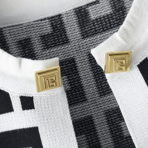 Avery™ - Chic Retro Maze Plaid O-Collar 3-Piece Suit