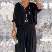 Ella™ - Chic Chiffon Top & Pants Two-Piece Set