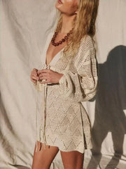 Ivonne | V-Neck Lace-Up Beach Dress