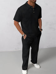 Malik - Textured Polo Shirt Set
