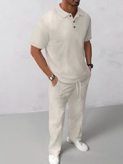 Malik - Textured Polo Shirt Set