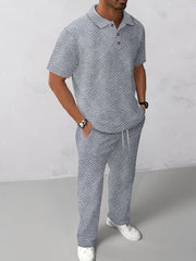Malik - Textured Polo Shirt Set