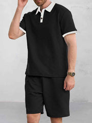 Ibrahim - Versatile Style Jacquard Polo Shirt Set