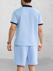 Ibrahim - Versatile Style Jacquard Polo Shirt Set