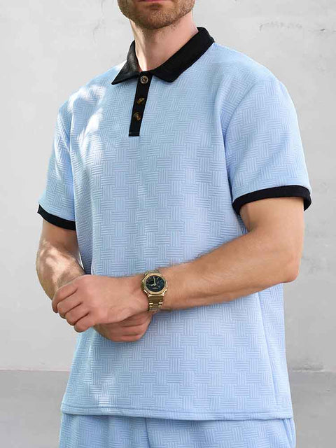 Ibrahim - Versatile Style Jacquard Polo Shirt Set