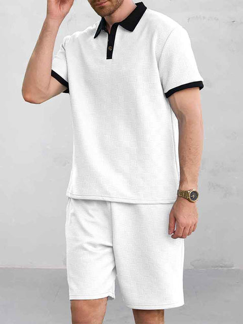 Ibrahim - Versatile Style Jacquard Polo Shirt Set