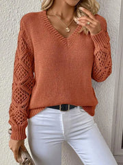 Aubrey™ - Chic V-Neck Sweater with Artisan Touches