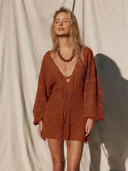 Ivonne | V-Neck Lace-Up Beach Dress