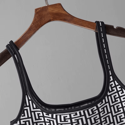 Avery™ - Chic Retro Maze Plaid O-Collar 3-Piece Suit