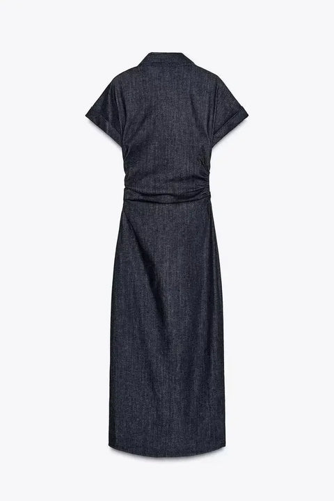 Charlene | Denim V-Neck Maxi Dress