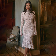 Riley™ - Lace Bodycon with High Neck and High Waist