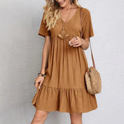 Hadley - Boho Chic Ruffle Hem Mini Dress