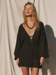 Ivonne | V-Neck Lace-Up Beach Dress