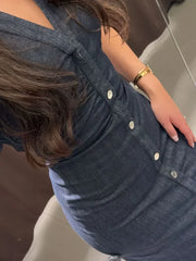 Charlene | Denim V-Neck Maxi Dress