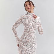Riley™ - Lace Bodycon with High Neck and High Waist