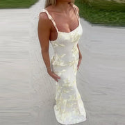 Iris | Flower Embroidered Maxi Dress