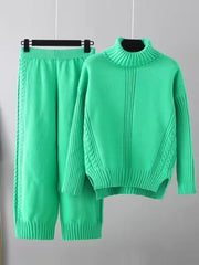 Scarlett™ - Chic High-Neck Knit Sweater & Loose Pants Set