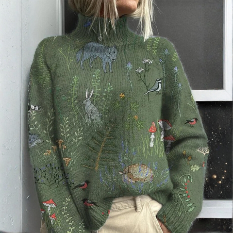 Zoe | Warm Flowers Turtleneck