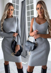 Scarlett™ - Chic Two-Piece Ensemble (Dress and Sweater)