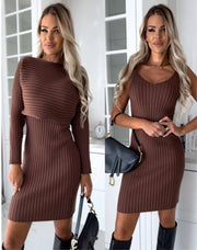 Scarlett™ - Chic Two-Piece Ensemble (Dress and Sweater)