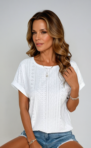 Sarah™ | Chic Eyelet Blouse