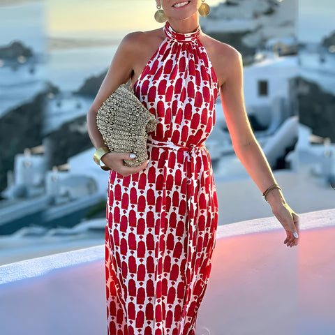 Abigail™ - Halterneck Beach Print Dress