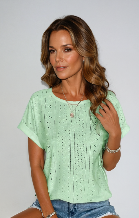 Sarah™ | Chic Eyelet Blouse