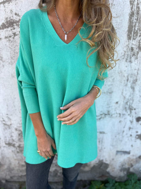 Emily™ - Cozy V-Neck Long Sleeve Knit Sweater