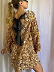 Lila™ - Chic Sparkle Dress with Bow