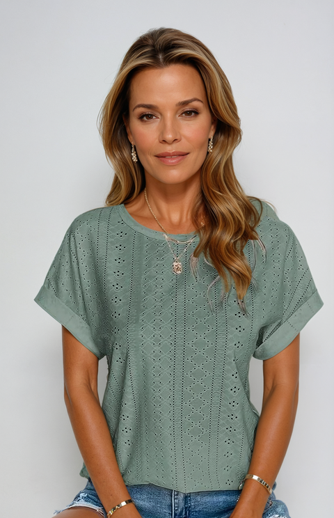 Sarah™ | Chic Eyelet Blouse