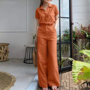 Charlotte™ - Chic Short Sleeve Top & Flowing Wide Leg Pants Set