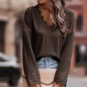 Ava™ - Chic V-Neck Long-Sleeve Knit Sweater