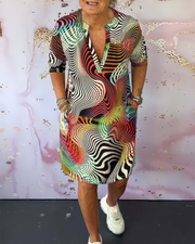 Helene™ – Figure-Flattering Illusion V-Neck Dress