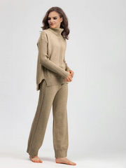 Scarlett™ - Chic High-Neck Knit Sweater & Loose Pants Set