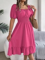 Riley™ - Chic Short Sleeve V-Neck Linen Dress