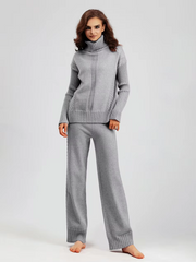 Scarlett™ - Chic High-Neck Knit Sweater & Loose Pants Set