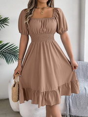 Riley™ - Chic Short Sleeve V-Neck Linen Dress