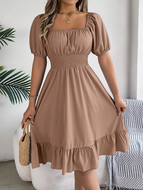 Riley™ - Chic Short Sleeve V-Neck Linen Dress