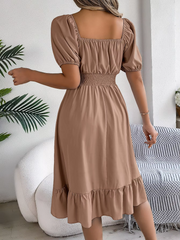 Riley™ - Chic Short Sleeve V-Neck Linen Dress