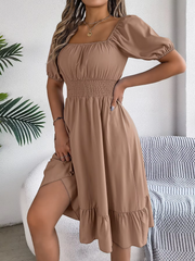 Riley™ - Chic Short Sleeve V-Neck Linen Dress