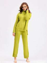 Scarlett™ - Chic High-Neck Knit Sweater & Loose Pants Set