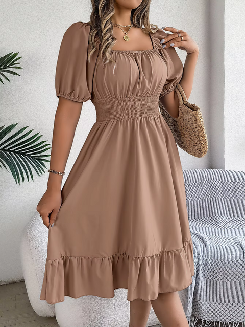 Riley™ - Chic Short Sleeve V-Neck Linen Dress
