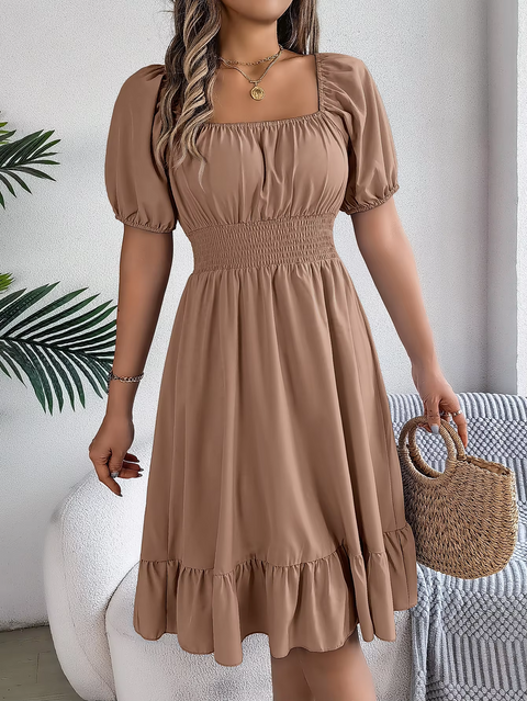 Riley™ - Chic Short Sleeve V-Neck Linen Dress