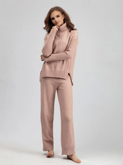Scarlett™ - Chic High-Neck Knit Sweater & Loose Pants Set