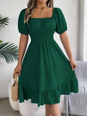 Riley™ - Chic Short Sleeve V-Neck Linen Dress