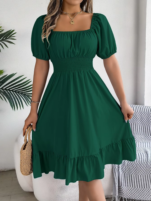 Riley™ - Chic Short Sleeve V-Neck Linen Dress