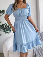 Riley™ - Chic Short Sleeve V-Neck Linen Dress