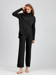Scarlett™ - Chic High-Neck Knit Sweater & Loose Pants Set