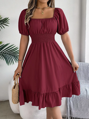 Riley™ - Chic Short Sleeve V-Neck Linen Dress